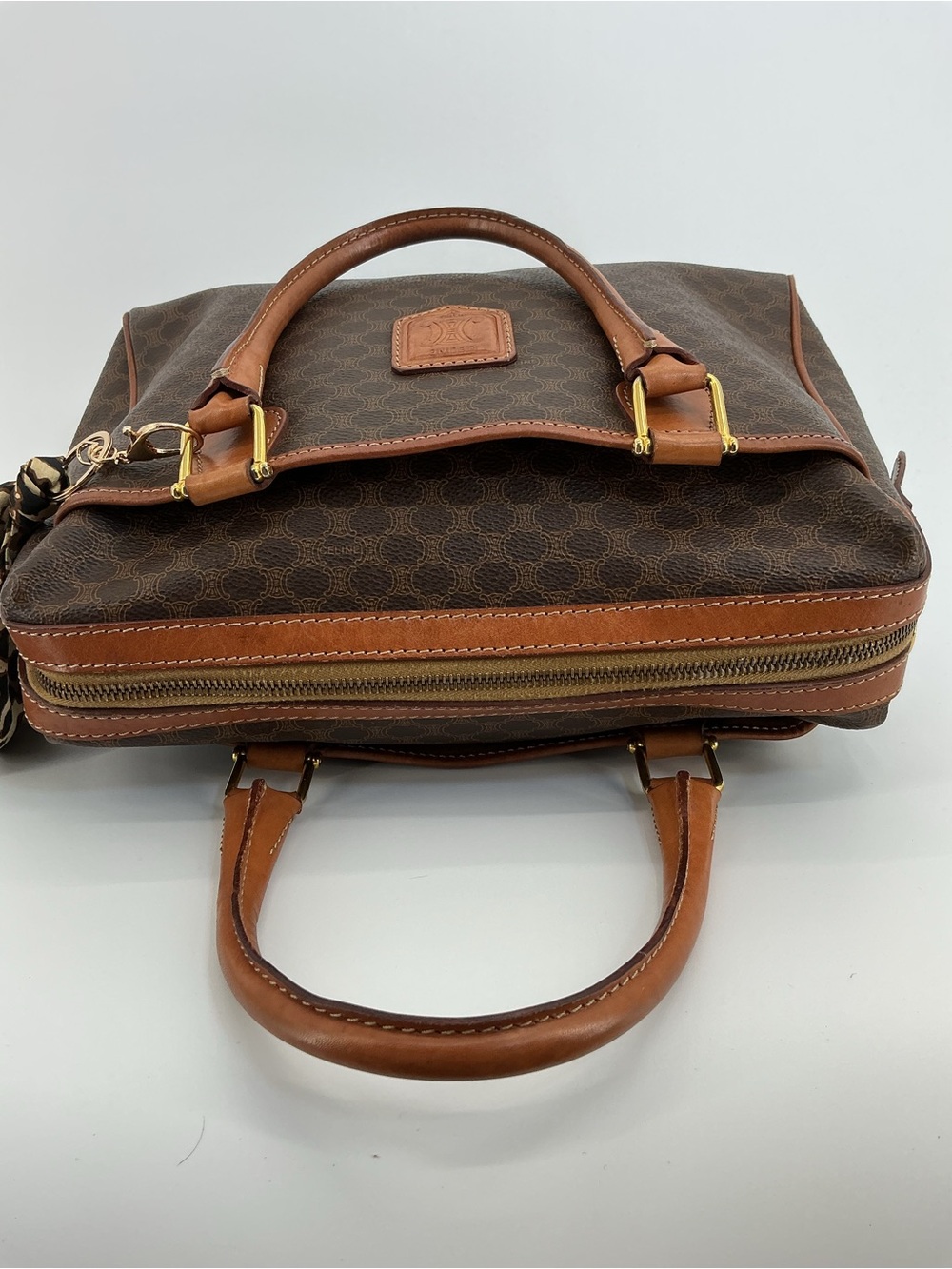 Celine Vintage Macadam Boston 35 Brown Monogram Leather Handbag - Picture 15 of 15